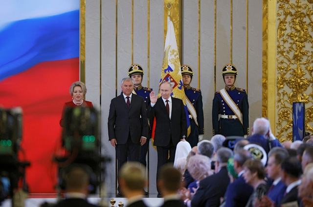 Tổng thống Nga Vladimir Putin trong lễ nhậm chức tại Điện Kremlin ngày 7-5. Ảnh: REUTERS