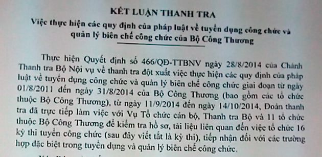 Nhiều vi phạm trong thi tuyển công chức tại Bộ Công thương