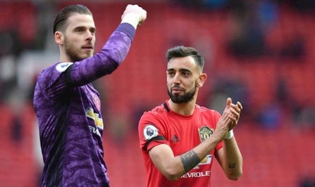 NHM MU sung sướng với hành động của David de Gea và Bruno Fernandes