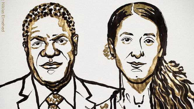 Phác họa chân dung bác sĩ Denis Mukwege và nhà hoạt động Nadia Murad /// Ủy ban Nobel
