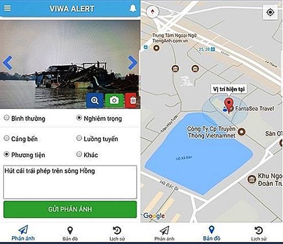 Phần mềm phản ánh vi phạm giao thông đường thủy