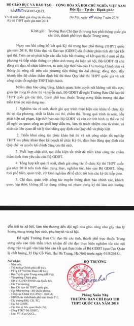 Bộ trưởng đề nghị rà soát việc tổ chức thi THPT quốc gia 2018