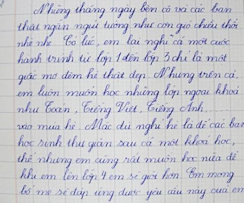 Rơi nước mắt lưu bút của bé lớp 3