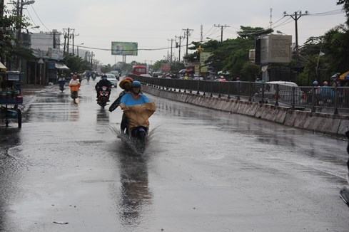 Cơn mưa tại đây kéo dài khoảng 20 phút - Ảnh: Phạm Hữu