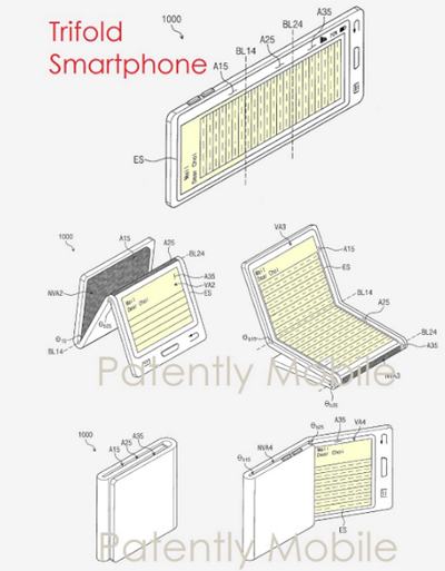 Samsung được cấp sáng chế cho smartphone có thể gập ba