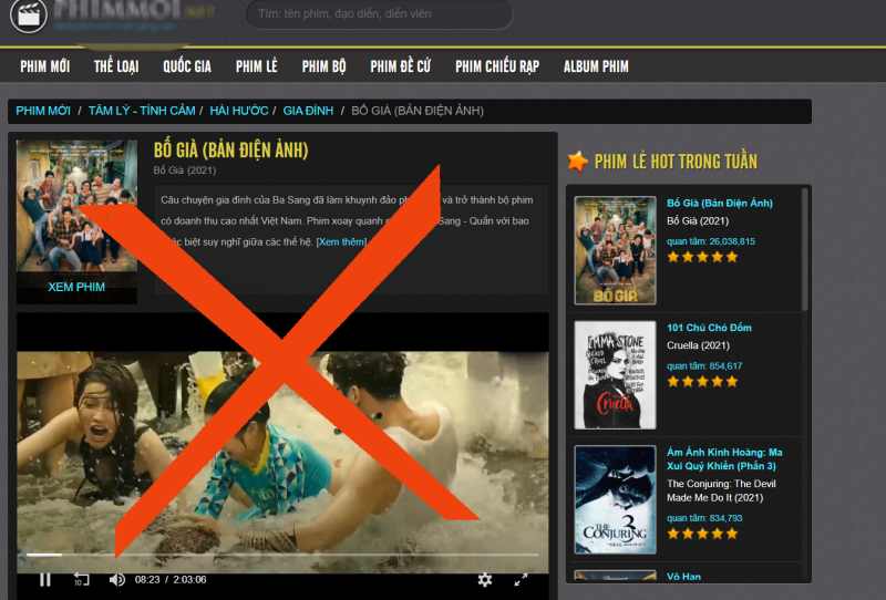 Sau 24 giờ phát hành trực tuyến, “Bố già” bị 10 website chiếu lậu