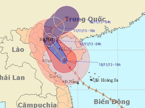 Siêu bão Hải Yến giật cấp 15 thẳng hướng Đông Bắc bộ