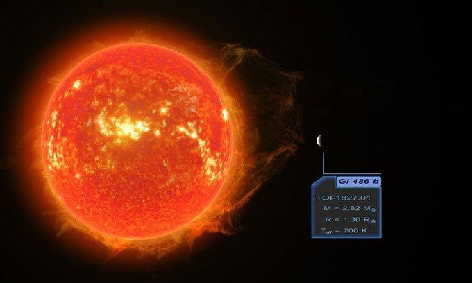 Mô phỏng ngoại hành tinh Gliese 486 b và ngôi sao chủ.