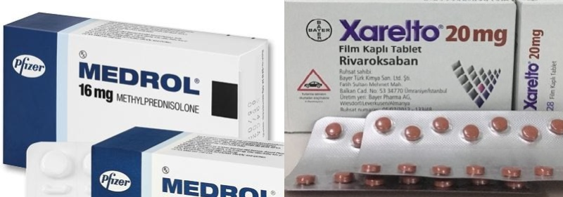 Thuốc kháng viêm Medrol 16mg và thuốc kháng đông Xarelto 20mg