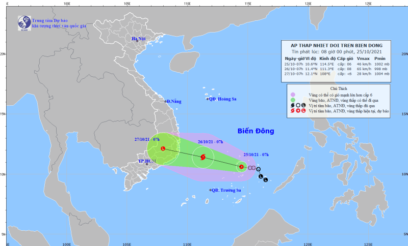 Tâm bão đang hình thành, hướng về Bình Thuận