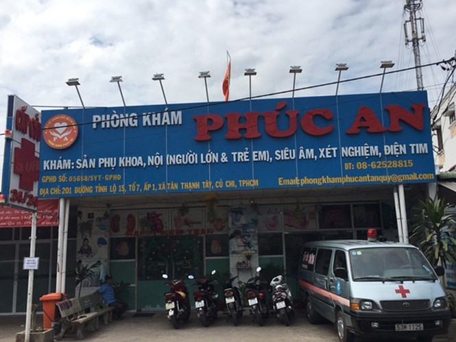 Phòng khám Phúc An tạm thời bị đình chỉ hoạt động /// Ảnh: Sở Y tế TP.HCM