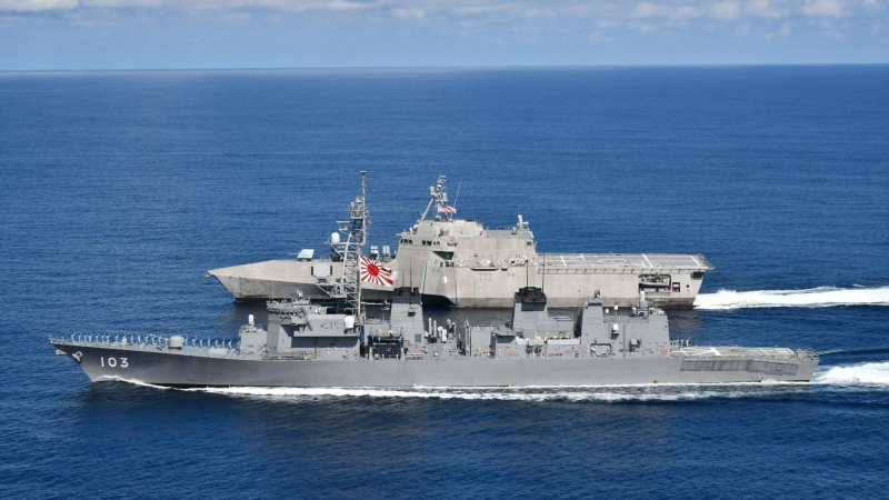 Tàu chiến Mỹ – Nhật lại tập trận trên Biển Đông