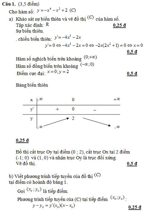 Thi thử tốt nghiệp THPT năm 2009: Đáp án và thang điểm chi tiết môn toán và môn vật lý