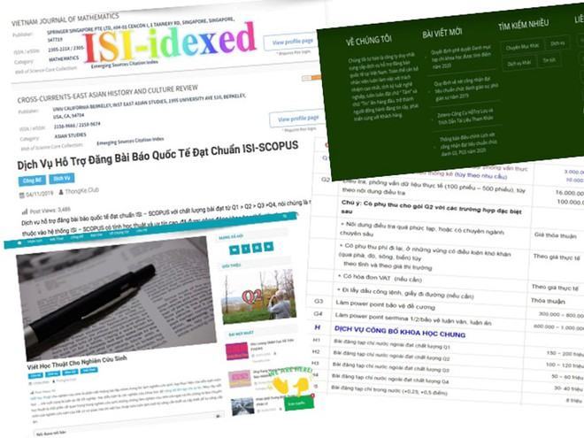 Lời rao trên các trang nhận viết thuê công bố bài báo khoa học  /// ẢNH CHỤP MÀN HÌNH