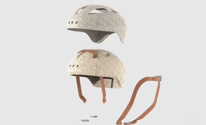 Phần khung chính của MyHelmet làm từ sợi nấm, dây đeo và vỏ ngoài làm từ cây gai dầu.