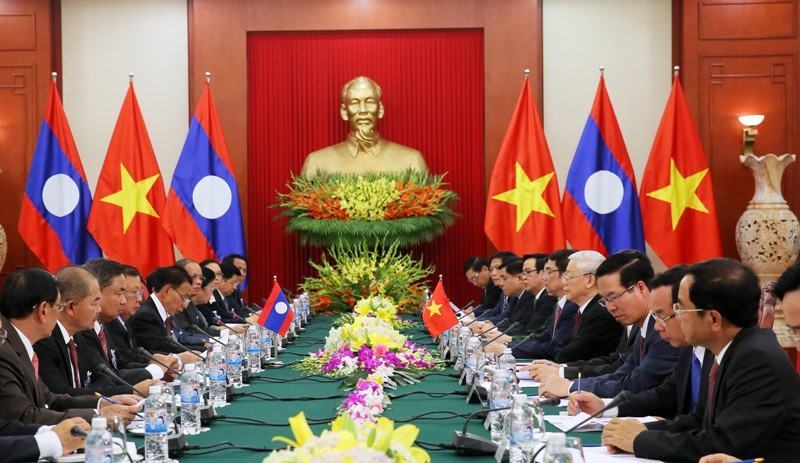 Tổng Bí thư Nguyễn Phú Trọng hội đàm với Tổng Bí thư, Chủ tịch nước Lào