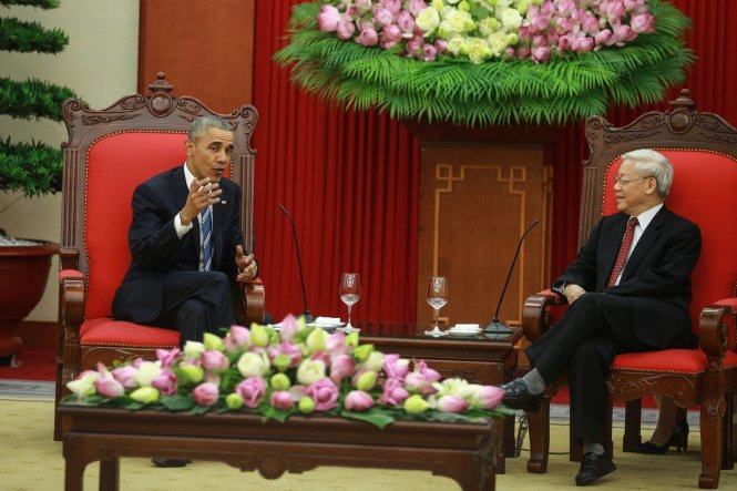 Tổng bí thư Nguyễn Phú Trọng tiếp&nbsp;Tổng thống Mỹ Obama 