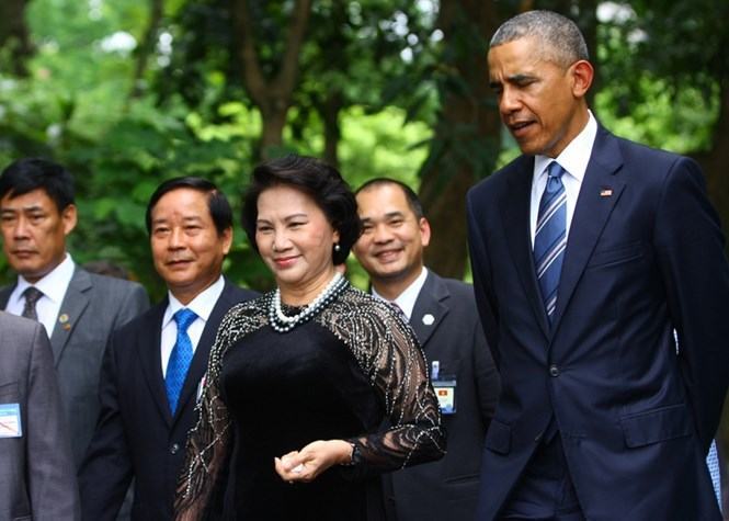 Tổng thống Mỹ Obama đã có cuộc tiếp xúc, trao đổi với Chủ tịch Quốc hội Nguyễn Thị Kim Ngân /// Ảnh: Trường Sơn 