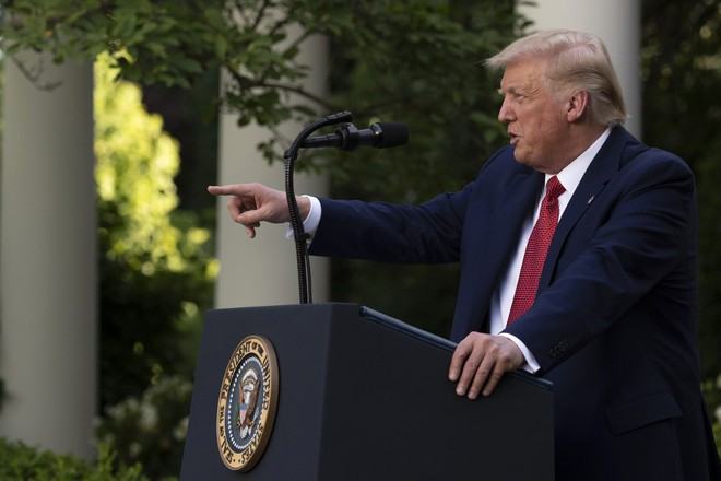 Tổng thống Trump phát biểu tại Vườn Hồng ở Nhà Trắng vào ngày 14.7 /// AFP