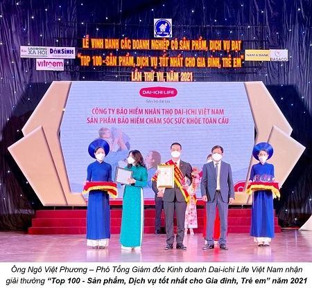 Dai-ichi Life Việt Nam được vinh danh trong “Top 100 – Sản phẩm, Dịch vụ tốt nhất cho Gia đình, Trẻ em” năm 2021