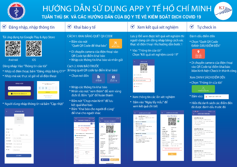 Hướng dẫn người dân sử dụng app "Y tế HCM". /// Từ HCDC