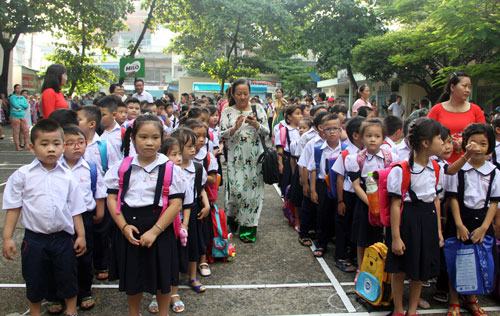 Học sinh trường Tiểu học Nguyễn Trọng Tuyển, quận Bình Thạnh, TP HCM. Ảnh: Mạnh Tùng.