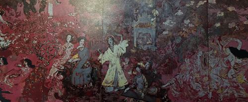 Tác phẩm Vườn xuân Trung Nam Bắc trước khi làm vệ sinh.