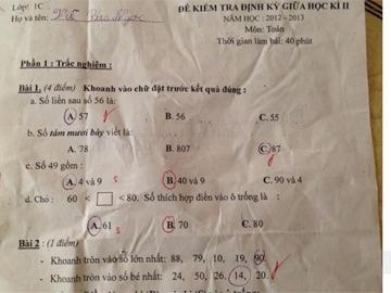 Tranh cãi nảy lửa Toán 8 điểm của trò lớp 1