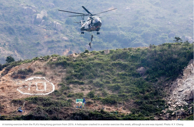 Trực thăng quân đội Trung Quốc rơi tại Hồng Kông trong khi bay huấn luyện