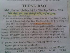 Trường CĐ Công nghệ thông tin TP.HCM: SV “than trời” với kiểu học phí “lạ đời”!