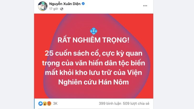 Viện Nghiên cứu Hán Nôm đang tìm kiếm 25 cuốn sách cổ biến mất khỏi kho lưu trữ - ảnh 1