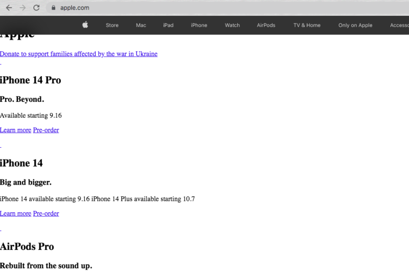 Website Apple gặp lỗi trước thời điểm iPhone 14 bán ra