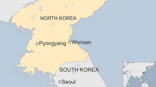 Vị trí thành phố Wonsan của Triều Tiên. Đồ họa: BBC.