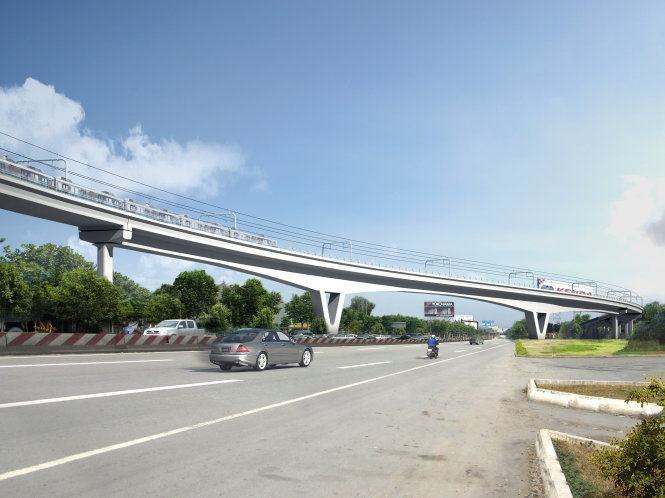 Mô hình phối cảnh cầu metro vượt xa lộ Hà Nội