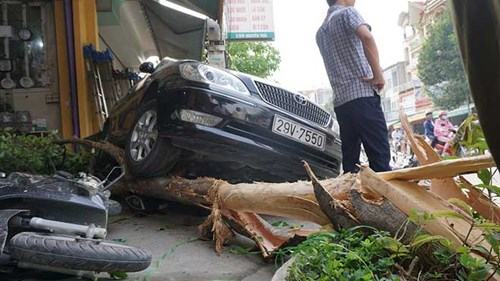 Xe Camry lùi trúng 8 ôtô, xe máy