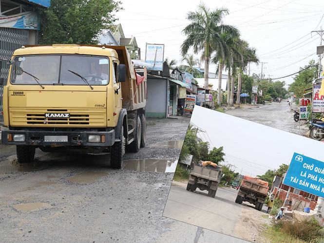 Xe chở đá cày nát đường vào khu di tích Ba Hòn