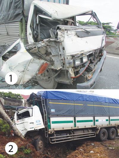 Xe tải gặp nạn