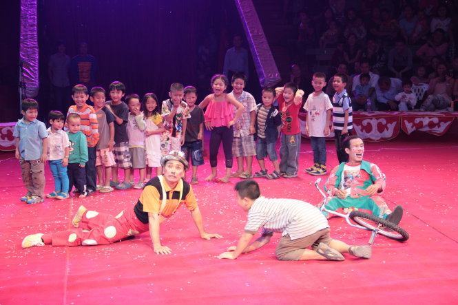 Tiết mục hề xe đạp sẽ được biểu diễn trong chương trình - Ảnh: Nguyễn Lộc