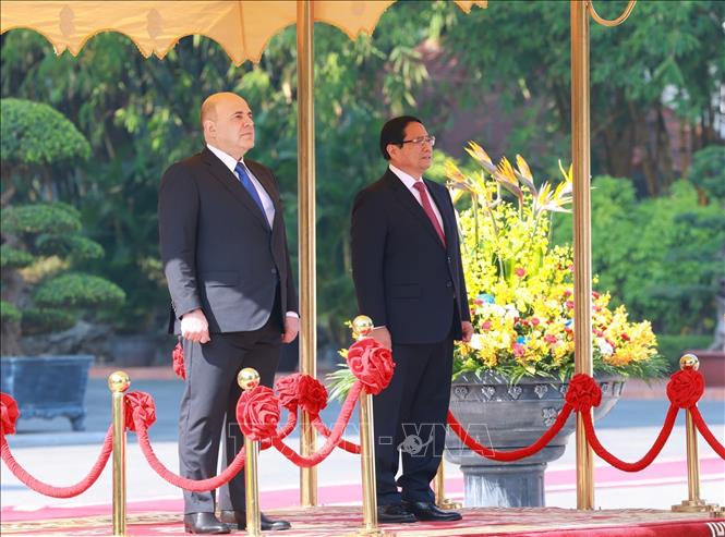 Lễ đón Thủ tướng Liên bang Nga Mikhail Mishustin thăm chính thức Việt Nam