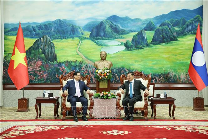 Thủ tướng Phạm Minh Chính hội kiến Tổng Bí thư, Chủ tịch nước Lào