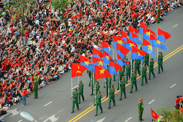 Hình ảnh các khối diễu binh từ trên cao