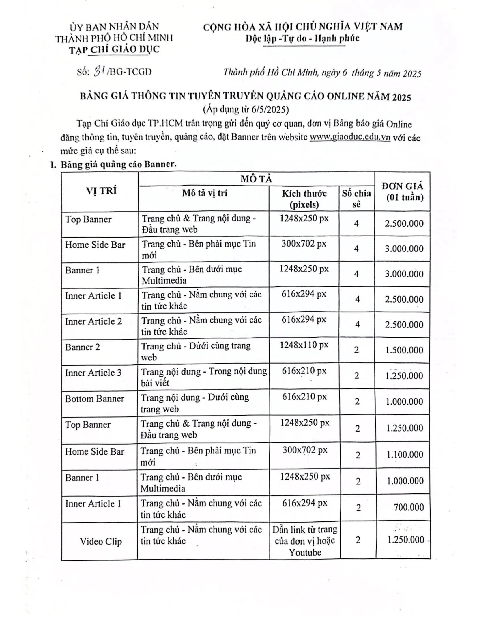 Bang bao gia online 1