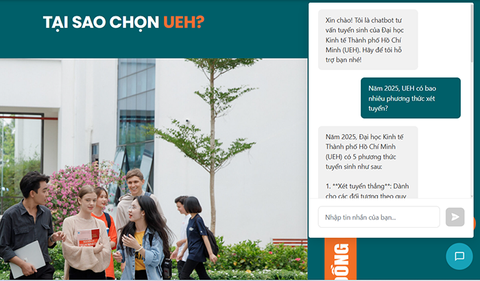 Trường đại học ứng dụng Chatbot AI để tuyển sinh