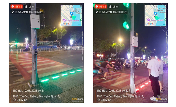 TP.HCM thí điểm đèn cảnh báo dưới vỉa hè dành cho người đi bộ