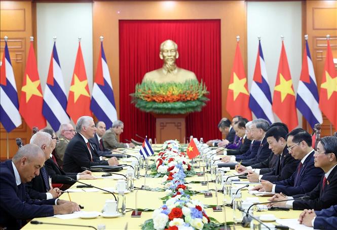 Tổng Bí thư Tô Lâm hội đàm với Bí thư thứ nhất Đảng Cộng sản Cuba, Chủ tịch nước Cuba Miguel Díaz-Canel Bermúdez
