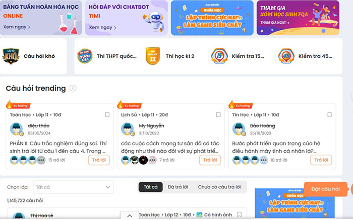 Học sinh thích thú với Web hỏi bài miễn phí có AI hỗ trợ giải nhanh