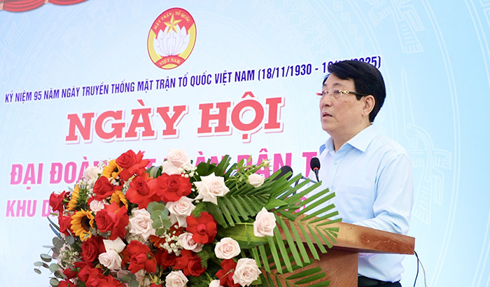 Chủ tịch nước Lương Cường dự Ngày hội Đại đoàn kết toàn dân tộc tại xã Gò Nổi