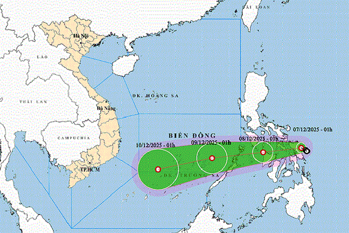 Áp thấp nhiệt đới đổi hướng, di chuyển nhanh hơn​ hướng về Philippines