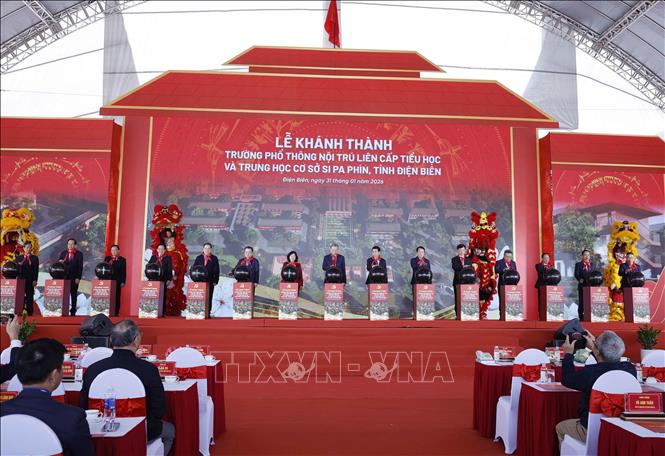 Tổng Bí thư Tô Lâm dự lễ khánh thành trường phổ thông nội trú liên cấp tại Điện Biên