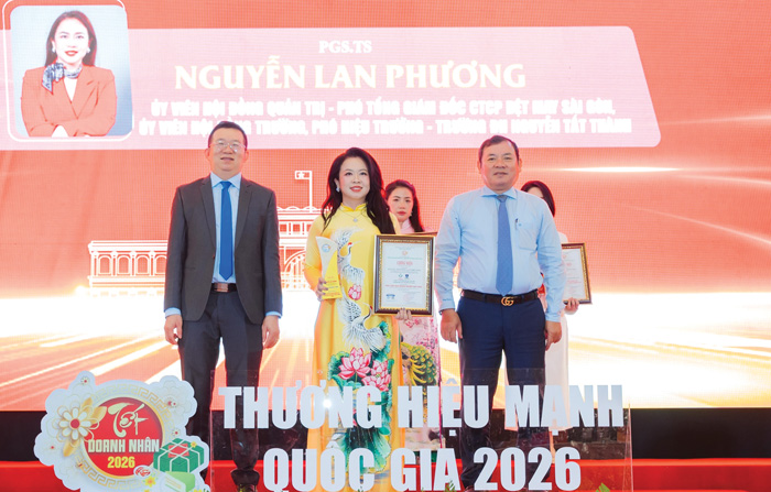 Trường ĐH Nguyễn Tất Thành: Phó Hiệu trưởng Nguyễn Lan Phương được vinh danh “Nhà lãnh đạo doanh nghiệp giỏi” 2026